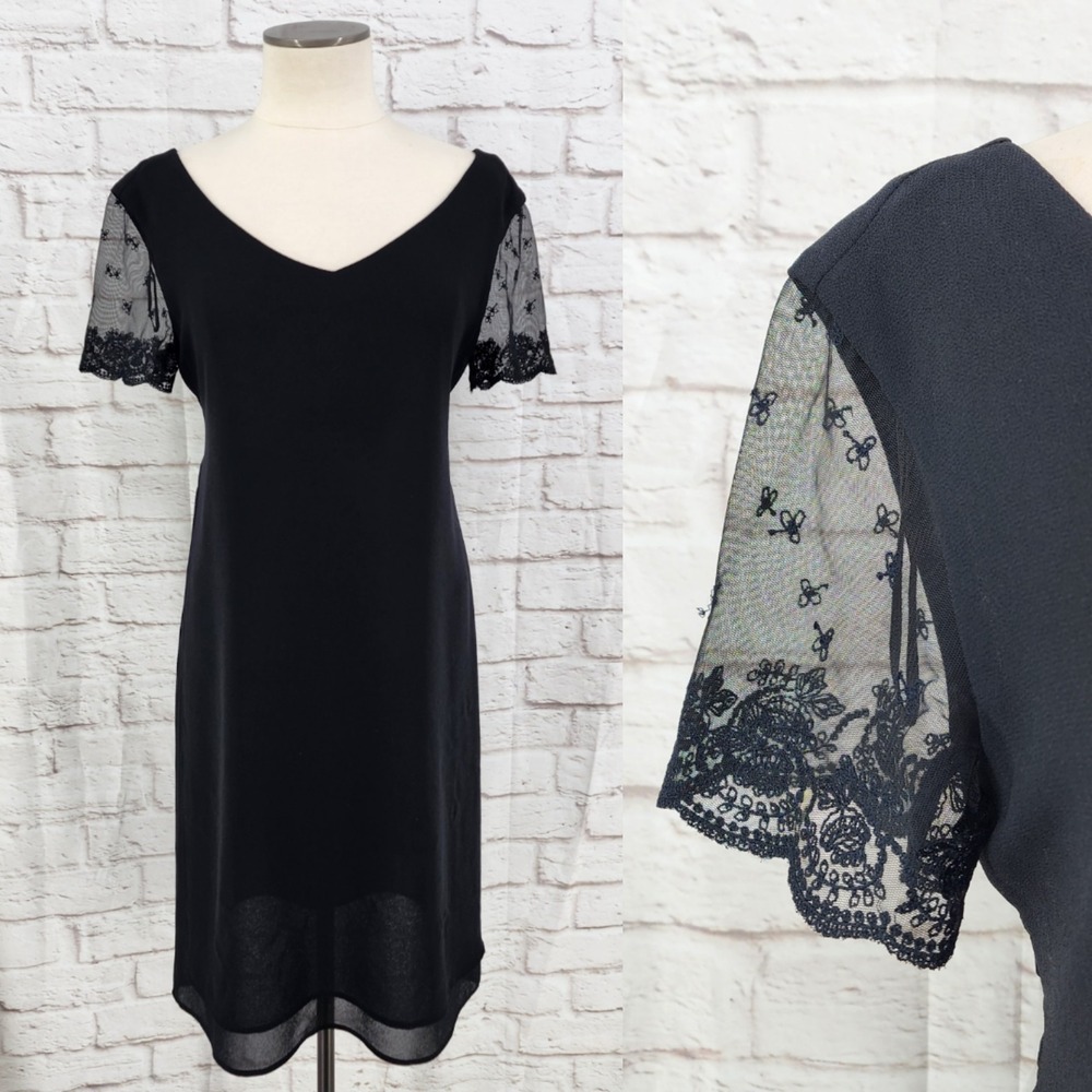 Vintage Robbie Bee Cocktail Dress Glam Going Out Layered Sheer 90s Black Size 6